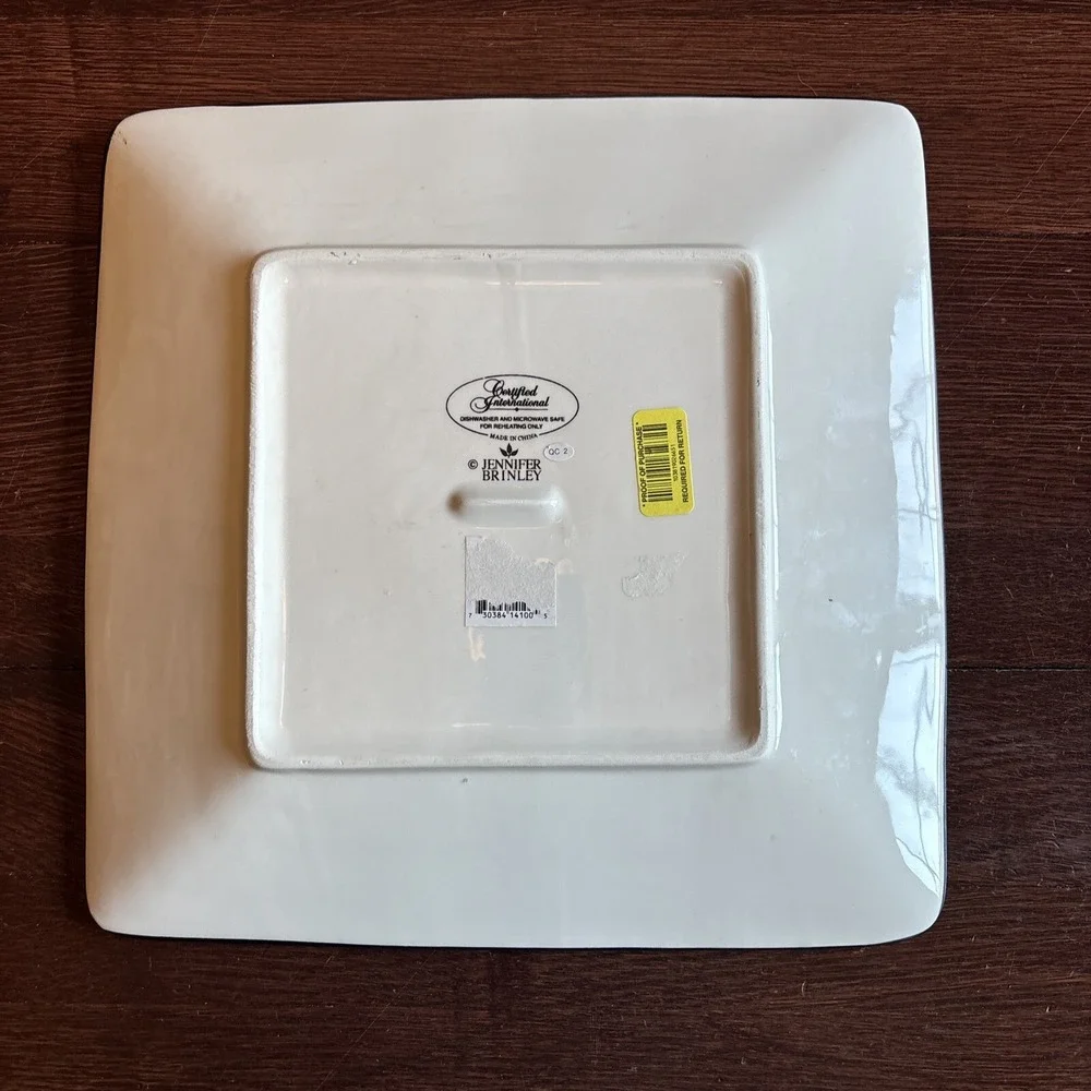 Certified International Jennifer Brinley Nautical Square Platter Blue‎ White 11
